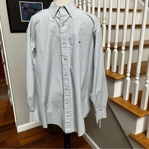 Vineyard Vines Men’s XL Whale Cotton Button Down Shirt White Green Blue Soft